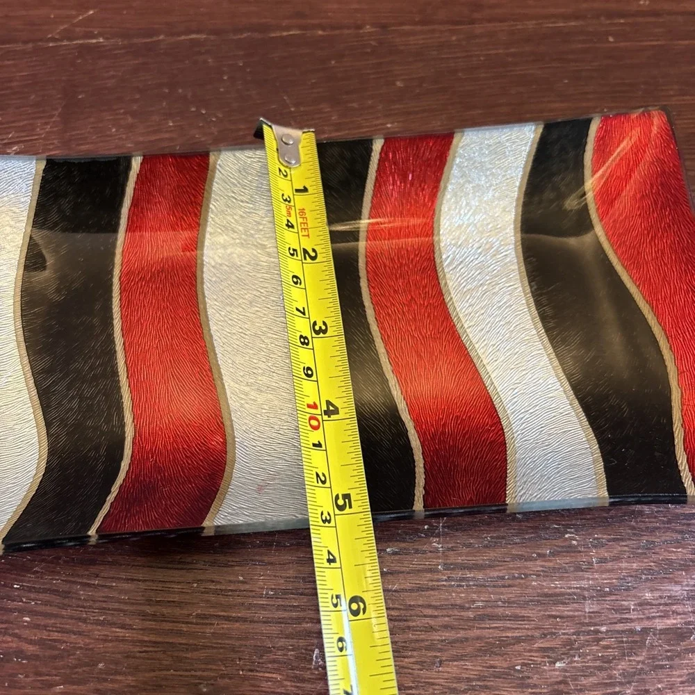 Vintage‎ Colored Metallic Fused Glass Tray, MCM Great!
